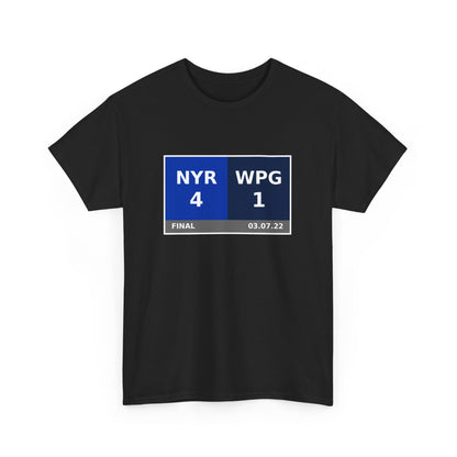 NYR vs WPG Scoreboard Tee 03.07.22