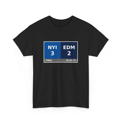 NYI vs EDM Scoreboard Tee 01.01.22