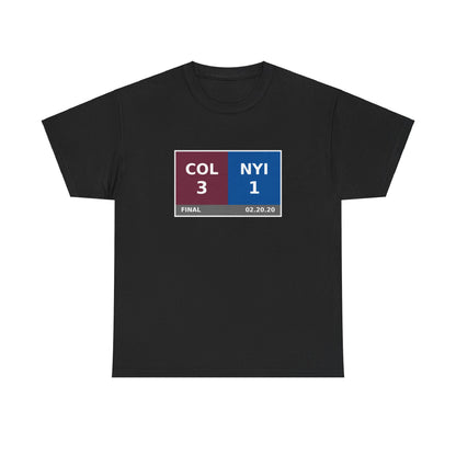 COL vs NYI Scoreboard Tee 02.20.20