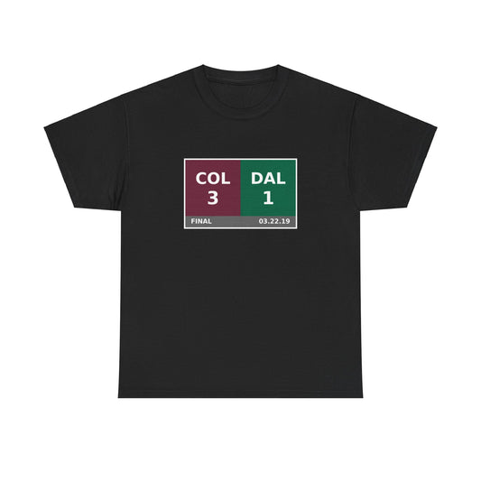 COL vs DAL Scoreboard Tee 03.22.19