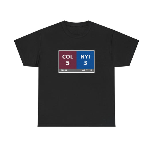 COL vs NYI Scoreboard Tee 03.02.22