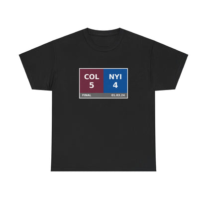 COL vs NYI Scoreboard Tee 01.03.24